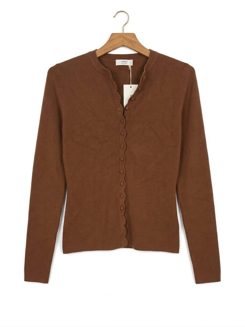Wilfred Brown Scalloped-Front Cardigan